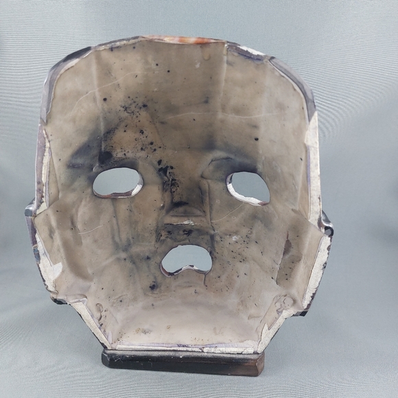 Vintage Mexican Stone Inlay burial death mask on stand Mayan Aztec - Picture 3 of 4